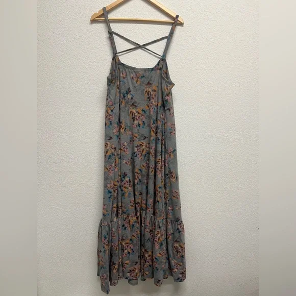 *Torrid Maxi Jersey Tiered Strappy Dress Grey Floral Size 2  2X - Picture 8 of 11